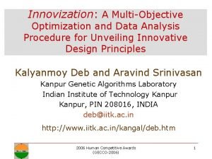 Innovization A MultiObjective Optimization and Data Analysis Procedure