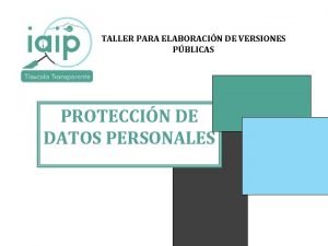 TALLER PARA ELABORACIN DE VERSIONES PBLICAS PROTECCIN DE