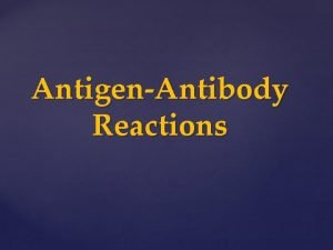 AntigenAntibody Reactions AntigenAntibody Reactions Invitro chemical interaction between