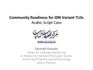 Community Readiness for IDN Variant TLDs Arabic Script