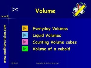 Volume www mathsrevision com Level 2 Everyday Volumes