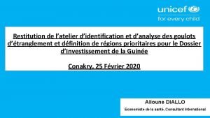 Restitution de latelier didentification et danalyse des goulots