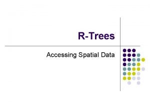 RTrees Accessing Spatial Data In the beginning l