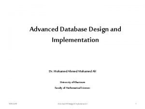 Advanced database design