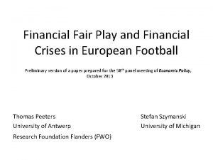 Financial Fair Play and Financial Crises in European