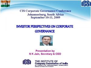CIS Corporate Governance Conference Johannesburg South Africa September