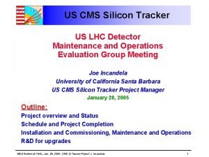 US CMS Silicon Tracker US LHC Detector Maintenance