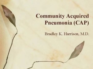 Community Acquired Pneumonia CAP Bradley K Harrison M