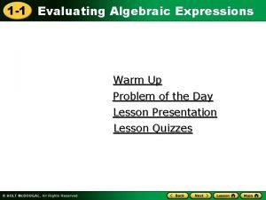 Evaluating algebraic expression