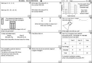 MARK MAXIMISER 1234 2 O Date Write down