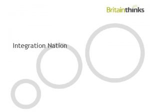 Integration Nation Integration Britain Thinks conducted four focus