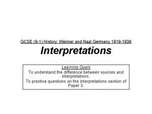 GCSE 9 1 History Weimar and Nazi Germany