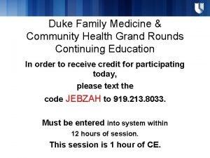 Duke family medicine and community health