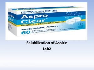 Solubilization of aspirin