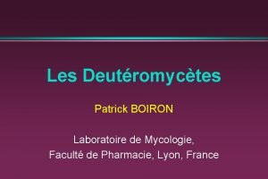 Les Deutromyctes Patrick BOIRON Laboratoire de Mycologie Facult