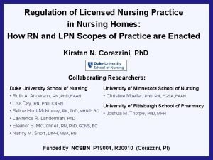 Regulation of Licensed Nursing Practice in Nursing Homes