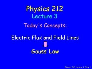 Physics 212 Lecture 3 Todays Concepts Electric Flux