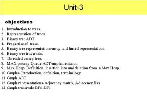 Unit3 objectives 1 Introduction to trees 2 Representation