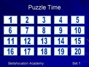 Puzzle Time Bellahouston Academy Set 1 Marathon Maths