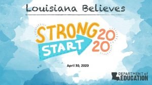 April 30 2020 Agenda Overview Strong Start 2020