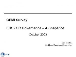 GEMI Survey EHS SR Governance A Snapshot October