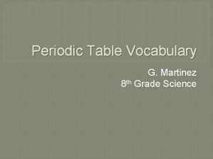 Periodic table vocabulary