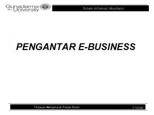 Sistem Informasi Akuntansi PENGANTAR EBUSINESS Tinjauan Menyeluruh Proses