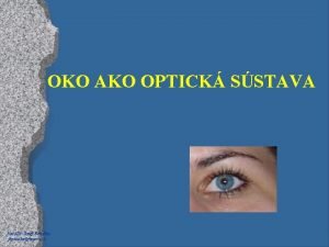 Oko ako optická sústava