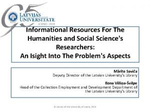 Informational Resources For The Humanities and Social Sciences