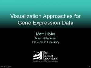 Visualization Approaches for Gene Expression Data Matt Hibbs