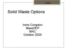 12720 Solid Waste Options Irene Congdon Mass DEP