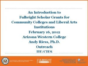 An Introduction to Fulbright Scholar Grants for Community