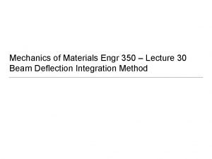 Mechanics of Materials Engr 350 Lecture 30 Beam