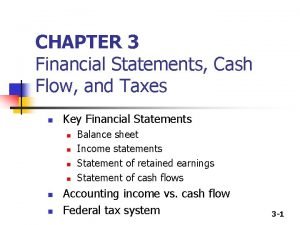 CHAPTER 3 Financial Statements Cash Flow and Taxes