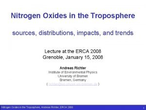 Nitrogen Oxides in the Troposphere sources distributions impacts