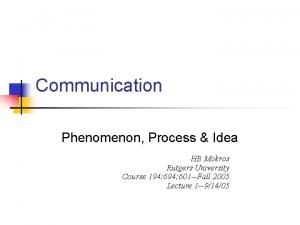 Communication phenomenon