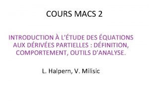 COURS MACS 2 INTRODUCTION LTUDE DES QUATIONS AUX