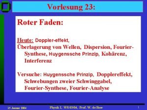 Vorlesung 23 Roter Faden Heute Dopplereffekt berlagerung von