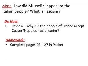 How did mussolini appeal to the people