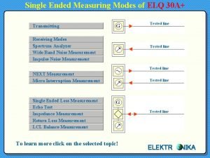 Single Ended Measuring Modes of ELQ 30 A