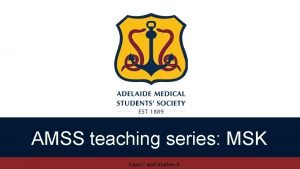 AMSS teaching series MSK Ivana C and Stephen