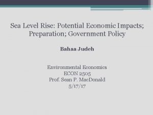 Sea Level Rise Potential Economic Impacts Preparation Government