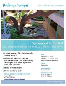 Two Offices for Sublease Property Details Spicewood Summit