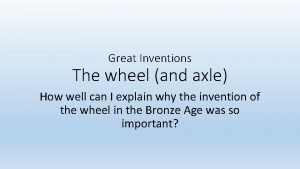 Wheel and axle well