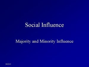 Social Influence Majority and Minority Influence 382021 Outline