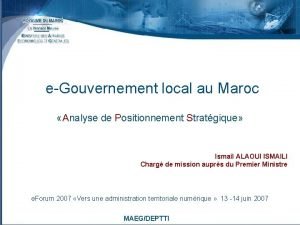 eGouvernement local au Maroc Analyse de Positionnement Stratgique