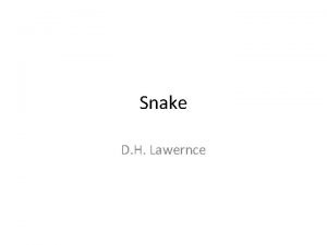 Snake D H Lawernce Stanza I A snake