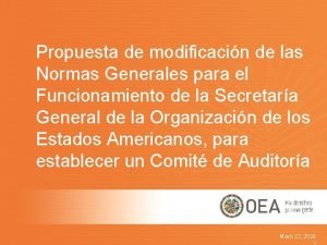 Propuesta de modificacin de las Normas Generales para