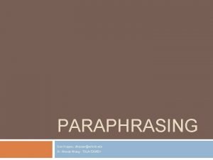 Grammar toolbox paraphrasing method