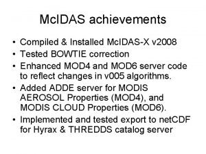 Mc IDAS achievements Compiled Installed Mc IDASX v